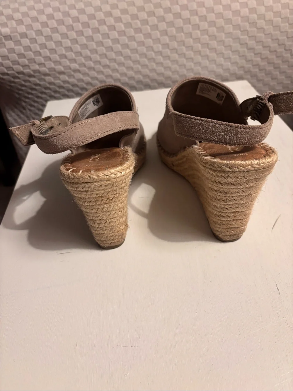 TOMS Taupe Suede Open-Toe Espadrille Slingback